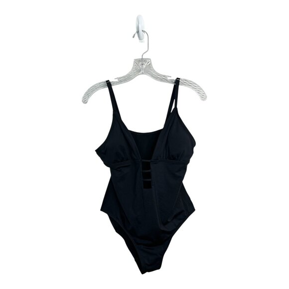 LAUNDRY BY SHELLI SEGAL Strappy Plunge Neck One-piece Swimsuit In Black Size S - Picture 1 of 9